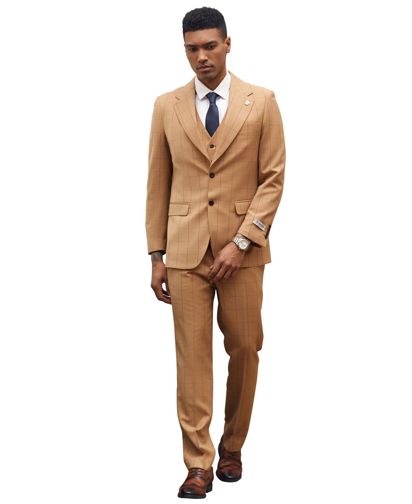 Rust Windowpane 3 PC Stacy Adams Suit