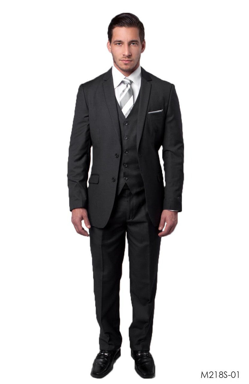Black Pinstripe Tone on Tone 3-PC Slim Fit Stretch