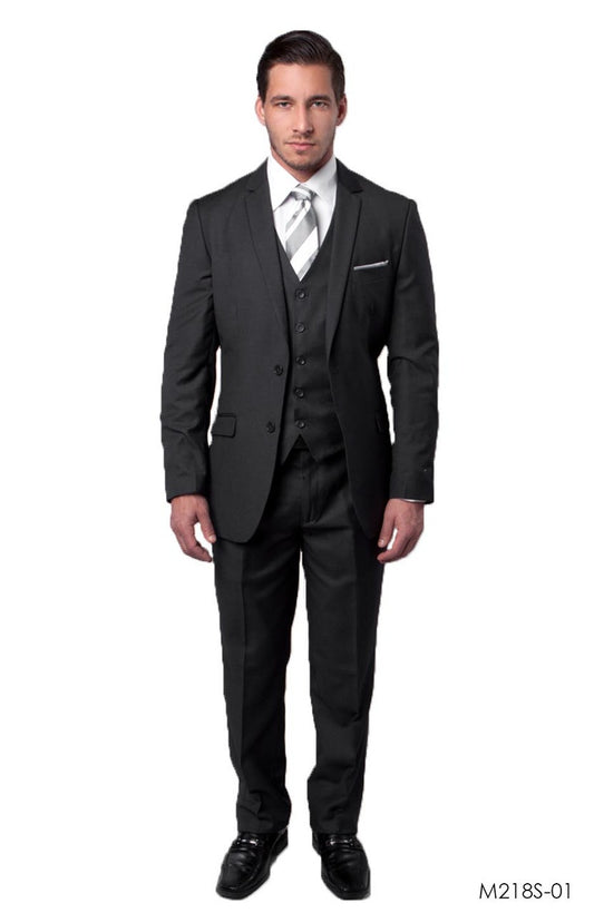 Black Pinstripe Tone on Tone 3-PC Slim Fit Stretch