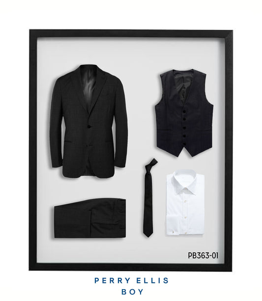 Perry Ellis Boys Suits Solid Black