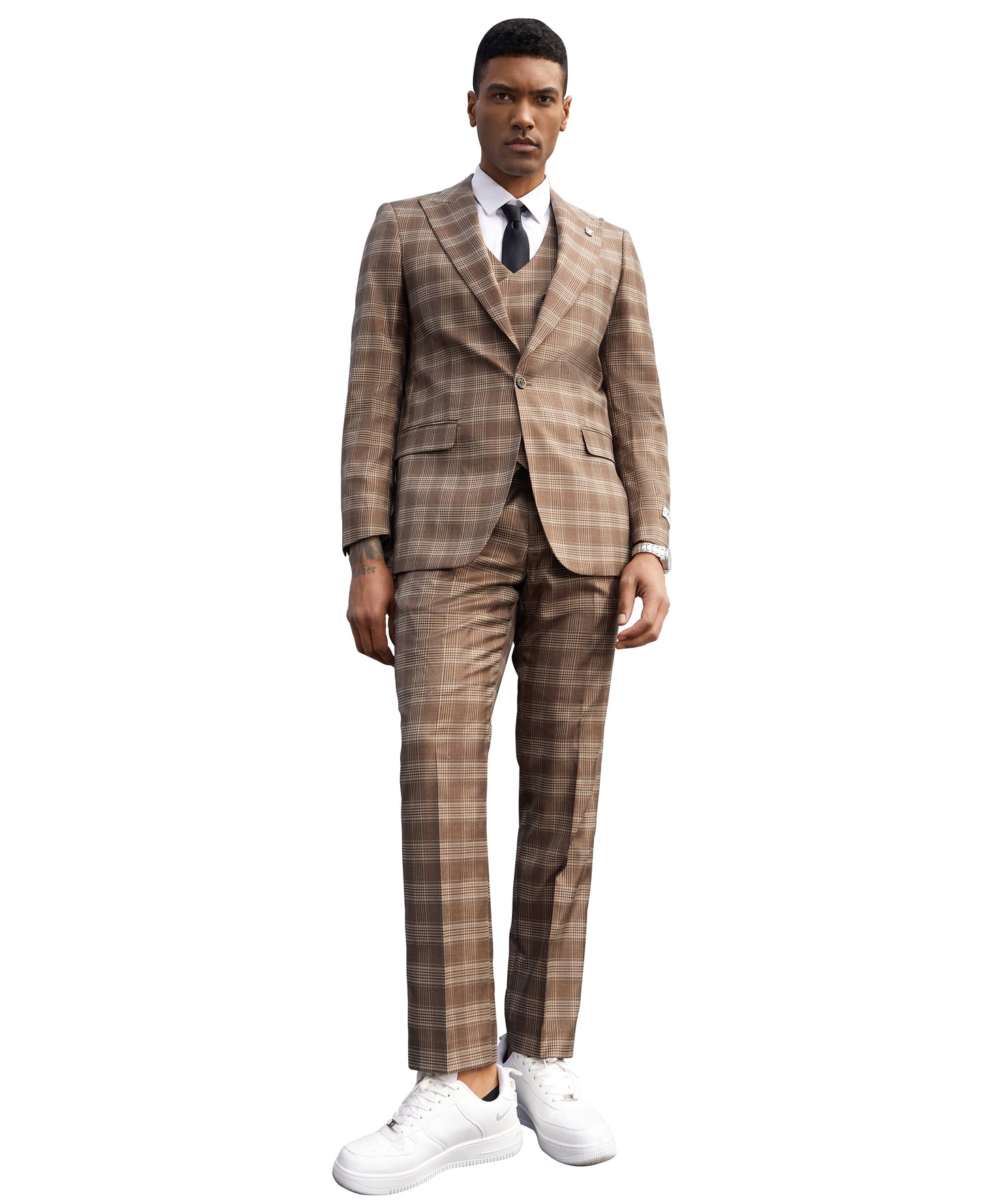 Brown Glen Plaid 3 PC Stacy Adams Suit