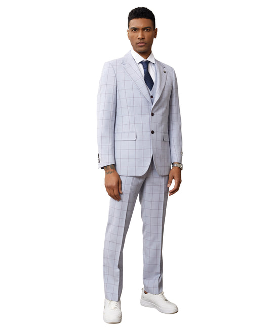 Blue Windowpane 3 PC Stacy Adams Suit